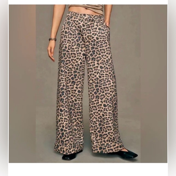 Pilcro Pants - Anthropologie Pilcro leopard print Wide-Leg denim
